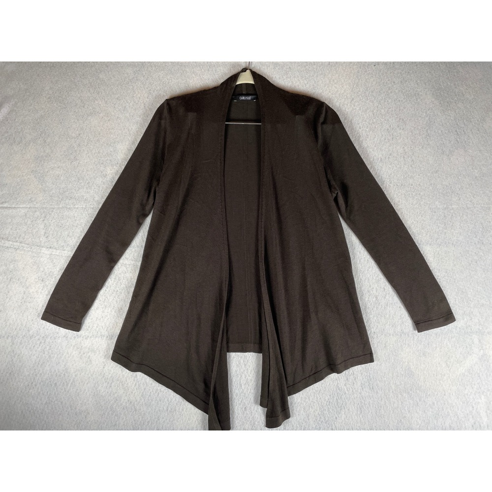 Carlisle Womens Brown Silk Cotton Cashmere Open Front Cardigan Size S‎